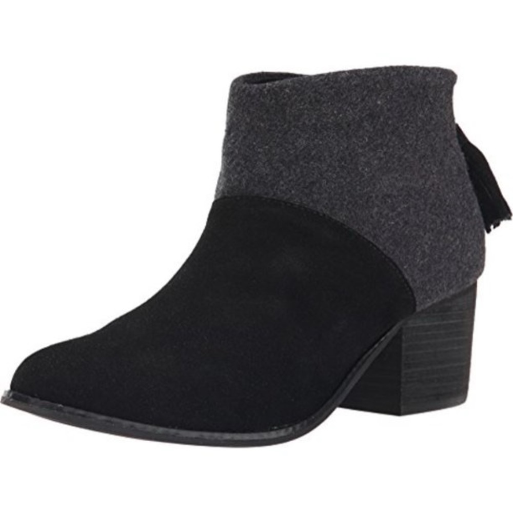 Toms Leila black wool felt ankle booties